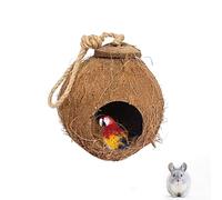 Gecko Coconut Husk Hut, Natural Coconut Shell Bird Nest Hanging Loop Reptile Hideouts Bird Hut Nesting House for Pet Parrot Leopard Gecko Reptiles