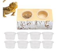 Gecko Feeding Ledge, Magnetic Food Dish with 10-Compartment Cups for Reptile, Small Animal Water Bowls for Crabs, Turtles, Spiders, Bearded Dragons, Frogs, Centipedes, Durable Material