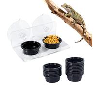 Gecko Feeding Ledge with 20 Pcs 0.5oz Food Bowls Suction Cup Transparent Reptile Feeder Ledge for Lizards,Bearded Dragon,Crested Gecko Accessories
