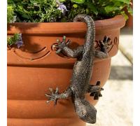 Gecko Figure Plant Pot Hanger Resin Hanging Gecko Statue Decorative Flower Planter Figurine Cute Climbing Gecko Flower Pot Hugger Gift for Yard Ornaments Pot Decorations