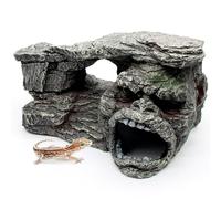 Gecko Hide Shale Scape Step Ledge, Reptile Rock Basking Platform Cave Hideout Tank Accessories Decorations, Great for Reptiles, Amphibians, Leopard Gecko, Snake, Lizard, Frogs, Turtle