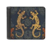 Gecko Lizards Bifold Wallet for Women Men Soft PU Leather Wallet Slim Fron