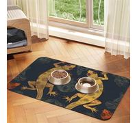 Gecko Lizards Dog Food Mats for Floors, 12x18 Inch Non-Slip Super Absorbent Pet Food Mat, Dishwasher Dog Mat for Food and Water, Cute Quick Dry Pet Feeding Mat for Dogs Puppy Cats