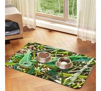 Gecko Lizards Dog Food Mats for Floors, 12x18 Inch Non-Slip Super Absorbent Pet Food Mat, Dishwasher Dog Mat for Food and Water, Cute Rubber Quick Dry Pet Feeding Mat for Dogs Puppy Cats