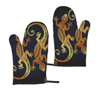 Gecko Lizards Insulation Gloves (2-Piece Set) Microwave Oven Gloves For Barbecue Cooking And Baking