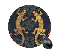 Gecko Lizards Mousepad Waterproof Gaming Mousepads with Non-Slip Rubber Base Round Computer Mousepad with Stitched Edges for Desk Pad 7.8 Inch