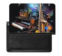 Gecko Lizards Passport Holder Slim Travel Wallet RFID Blocking Card Case Cover Passport Cover Protector Essentials with Credit Card Slots for Women/Men, Saxophone And Piano, One Size, Modern