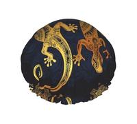 Gecko Lizards Print Shower Cap â€“ Reusable Hair Cap with Double Layer Protection, Breathable & Durable Bath Hat for Travel