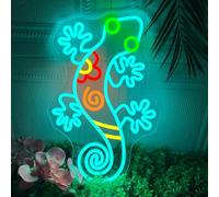 Gecko Neon Sign, Dimmable Geico Lizard Neon Light Sign for Wall Decor,Colorful Reptile Animal Led Light Up Signs for Garden Bedroom Fence Living Room Kids Birthday Party Presents Outdoor Decorations