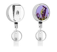 Gecko on Venus Flytrap Retractable Work Badge Holder Keychain Badge Reel 24.4" Cord & 360° Swivel Alligator Clip Heavy Duty Id Name Tag Holder for Nurses Doctors Teachers Office Workers