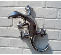 Gecko Ornament Chrome Plated Standing or Wall Hanging Large