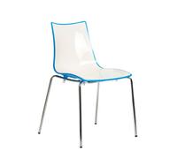 Gecko shell dining stacking chair with chrome legs - blue