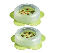 Gecko Water Dish 2 Pieces Escape Proof Anti Tip Pet Feeder Tray | Reptile Food Dish Bowl for Snake Lizard Leopard Frog Chameleon Indoor Garden Yard Green flower shaped base