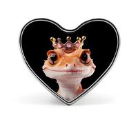 Gecko with Crowned Funny Lapel Pins Heart Button Brooch Badge Pin Hat Clothes Bag Jewelry for Men Women