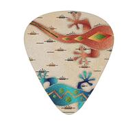 Geckos Print Guitar Picks, 12 Pcs Guitar Plectrums Celluloid Pick Classical Triangle Picks for Acoustic, Electric, Bass Guitar including 0.46mm 0.71mm 0.96mm
