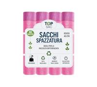 GECO Green ECOmmerce - 60 Waste Bags 40 Litres - 55 x 65 cm with Pull and Close Handles | Waste Bin Bags for Separated Collection - Anti-Drop, Ultra Resistant, Pink
