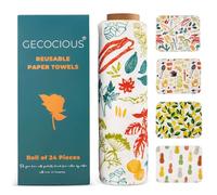 Gecocious Reusable Paper Towels 24 Pack Washable Kitchen Cotton Paperless Paper Towel Roll Eco Friendly Super Soft, Absorbent Cloth Napkins