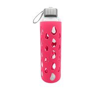 GEDA LABELS Unisex - Adult Silicone Pink Water Bottle, Glass Bottle, 500 ml