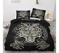 GEDAEUBA Viking Wolf Duvet Cover King Size Bedding Sets - Printed Reversible Quilt Cover Set 3 pcs with Zipper Closure and 2 Pillowcases 50x75 cm, Easy Care Soft Brushed Microfiber Bed Set
