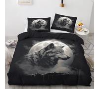 GEDAEUBA Wolf Bedding Single - Wolves Animal Reversible Patterned Duvet Cover with Zipper Closure, Easy Care Soft Brushed Microfiber Quilt Cover Set 2 pcs with 1 Pillowcase 50x75 cm