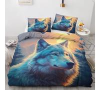 GEDAEUBA Wolf Duvet Cover Single Bedding Sets - Wolves Animal Reversible Patterned Quilt Cover Set 2 pcs with Zipper Closure and 1 Pillowcase 50x75 cm, Easy Care Soft Brushed Microfiber Bed Set