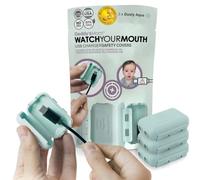 Geddy's Mom - Watch Your Mouth - The Award Winning USB Charger Child Safety Cover - Made in The USA - Baby Proofing Toddler Shock Prevention (3 Pack Dusty Aqua)