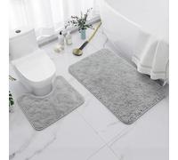 GedFong 2 Piece Bath Mat Set, Dove Grey, 40x50cm & 40x60cm
