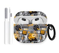 Gedicht for Airpods 3rd Generation Case, Cute Cool Basketball Pattern TPU Soft Cases for Airpods 3rd Case Cover, Shockproof for Airpods 3 Case Men Women with Cleaner Kit & Keychain, Orange
