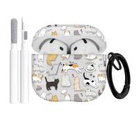 Gedicht for Apple Airpods 4th Generation Case Cover(2024), Protective TPU Soft Cases Cover Rugged for Airpods 4th Generation Case with Cleaner Kit & Keychain for Women Men，Cat