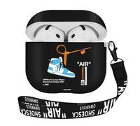 Gedicht for Apple Airpods 4th Generation Case Cover(2024), Protective TPU Soft Cases Cover Rugged for Airpods 4th Generation Case with Lanyard & Keychain for Women Men，Blue Shoe C