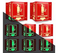 Gedlex Fire Extinguisher Sign with Down Arrow -8 Pack,8" x 6" Fire Extinguisher Two-Sided V-Sign Acrylic Glow-In-The-Dark,4 pre-drilled holes,Includes Matching Screws, Use for Home Office/Business