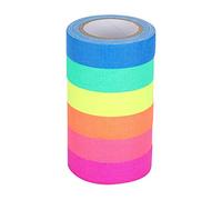 GEDMRT 6 Pack Fluorescent Cloth Tape, 1 Inch x 16 Feet Each | Glow in The Dark for Security Marking | Luminous Tape for Stairs/Floors/Halls/Doors | Damp - Proof Self Adhesive,