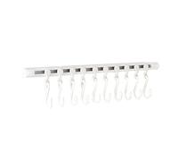 GEDMRT Kitchen Rail and Hooks | Removable Adhesive Organizer for Utensils/Towels/Keys | No Drill Wall Mount for Office/Bathroom/Pantry | Space Saving White Plastic