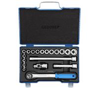 Gedore 2682842 Socket Wrench Set 1/2" 19 pieces, hexagonal 8-24 mm
