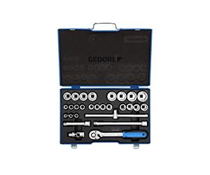 GEDORE 28-piece Socket spanner set, hex, 1/2", 10-36 mm, Tool, Sockets ratchet, for carmotive, 19 VMU-10, Red