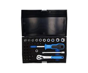 GEDORE 37-piece Socket spanner set, Bi-hex, 1/4", 4-13 mm, Tool, Ratchet with lever reverse bits, for Automotive, D20 KAU 20
