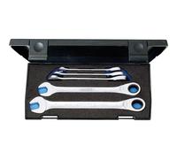 GEDORE Open-ended spanner set with ring ratchet, 5-pc. Set, AF 8-19 mm, Flat, Spanner set, 7 R-005