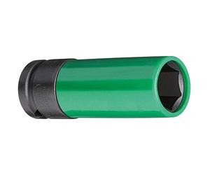 GEDORE Impact wrench socket with protective sleeve, Socket, 1/2" 12.5 mm drive, Hex, AF 19 mm, Traffic green, Automotive, K19 LS 19