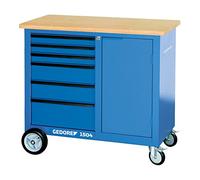 GEDORE Mobile Workbench, 6 Drawers, Wooden Work Surface, Wheeled, Blue, 550 x 1100 x 985 mm, 60 kg Capacity