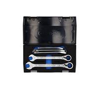 GEDORE Open-ended spanner set with ring ratchet, 5-pc. Set, AF 8-19 mm, Flat, Spanner set, 7 R-005