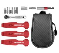GEDORE red Bicycle Tool kit for Touring, Bike Tool 13 Pieces, Tyre Change, Bits, Ratchet, Adapter, Socket, Repair kit with Saddle Bag