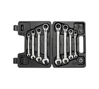 GEDORE red Combination ring ratchet spanner set, Reversible, Incl. adapters, 12-pc. Set, AF 8-19 mm, Angled, R07203012