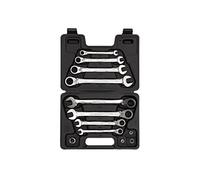 GEDORE red Combination ring ratchet spanner set, Reversible, Incl. adapters, 12-pc. Set, AF 8-19 mm, Angled, R07203012