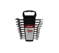 GEDORE red Open ended ratchet spanner set, Jaw ends with ring ratchet, 10-piece set, AF 10-19 mm, R05905010