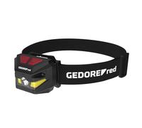 GEDORE Red R95500058 LED Headlamp Rechargeable with LiPoly Battery, 260 Lumens, Lightweight and Compact, up to 51 m Beam Range, IP54 Protected, Outdoor Headlamp