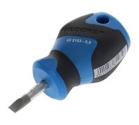 GEDORE Screwdriver slotted small, Mini screwdriver short, 3-component handle, length 81 mm, Tool, 2153 5.5