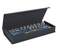 GEDORE TC 19-20-MU-10 Socket Spanner Set 1/4 Inch and 1/2 Inch in Textile Bag with Carry Handle/Lever Reversible Ratchet/Extension/Universal Joint/Hexagonal Socket Spanner Inserts