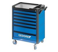 GEDORE WHL-L7 Workster Highline Tool Trolley Unassembled, Blue - Rollable Workshop Trolley with 7 Drawers & Work Platform - 500 kg Load Capacity