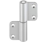 Gedotec Aluminium Silver Anodised Screw-On Hinge for Plumbing - Toilet Cabinets & Partition System, Contemporary Style, Aluminium Material, Anodised Silver Finish, 3mm Thickness, 4 Holes, 1 Piece