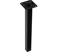 Gedotec Black Modern Furniture Foot 300 mm Table Leg with Black Plastic Gliders - H3917 | Steel Tube Feet Solid Metal | Base Feet with Thread M10 | Pack of 1 - Support Foot with Mounting Plate